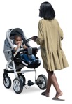 Family with a stroller walking png people (16254) | MrCutout.com - miniature