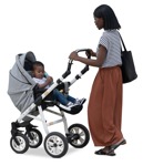 Family with a stroller walking png people (16345) | MrCutout.com - miniature