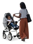 Family with a stroller walking png people (16350) | MrCutout.com - miniature
