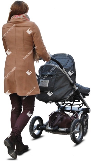 Family with a stroller walking cut out pictures (620)