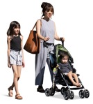 Family with a stroller walking photoshop people (16799) | MrCutout.com - miniature