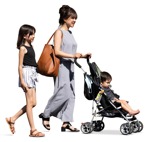 Family with a stroller walking people png (16802) - miniature