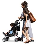 Family with a stroller walking people png (16803) - miniature