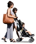 Family with a stroller walking people png (16804) - miniature