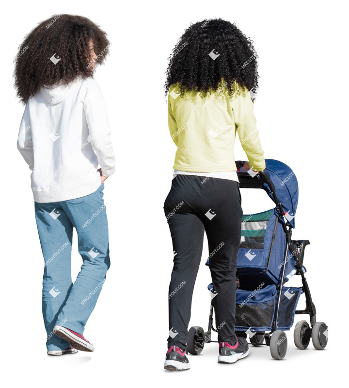 Family with a stroller walking person png (20204)