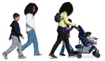 Family with a stroller walking people png (18339) - miniature