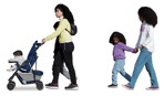 Family with a stroller walking  (19199) - miniature