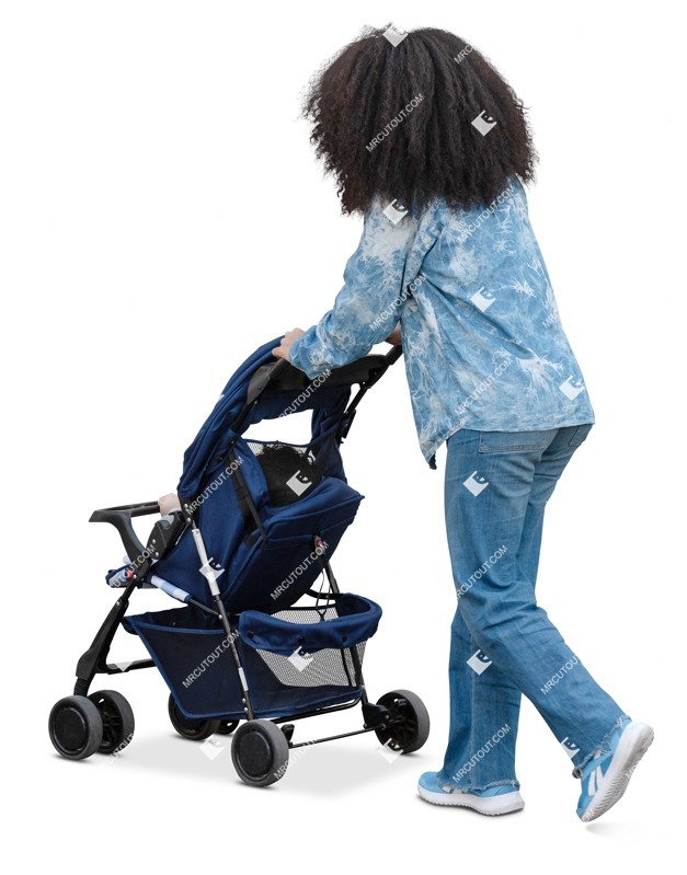 Family with a stroller walking people png (17709)