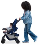 Family with a stroller walking people png (17710) - miniature
