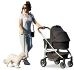 Family with a stroller walking the dog people png (14220) - miniature