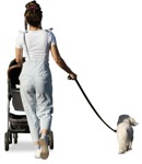 Family with a stroller walking the dog  (12834) - miniature