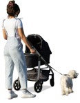Family with a stroller walking the dog  (12838) - miniature
