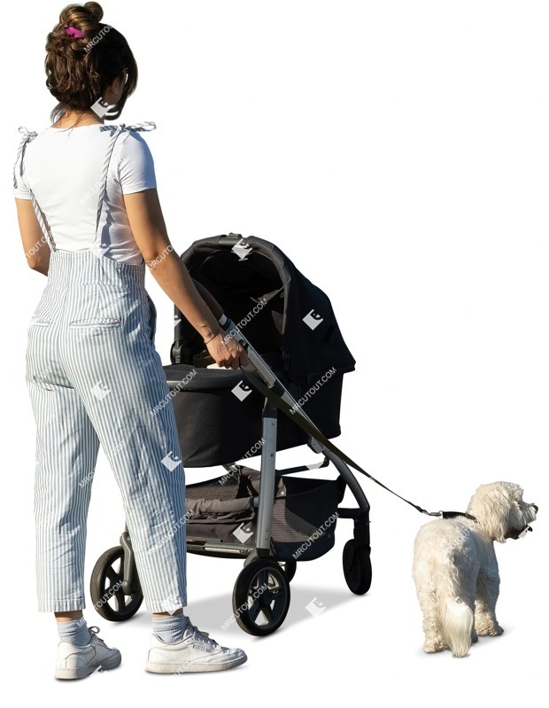 Family with a stroller walking the dog people png (12838)