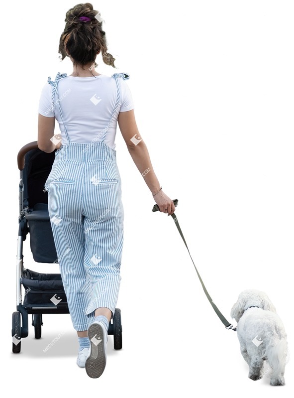 Family with a stroller walking the dog people png (12155)