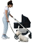 Family with a stroller walking the dog people png (14231) | MrCutout.com - miniature