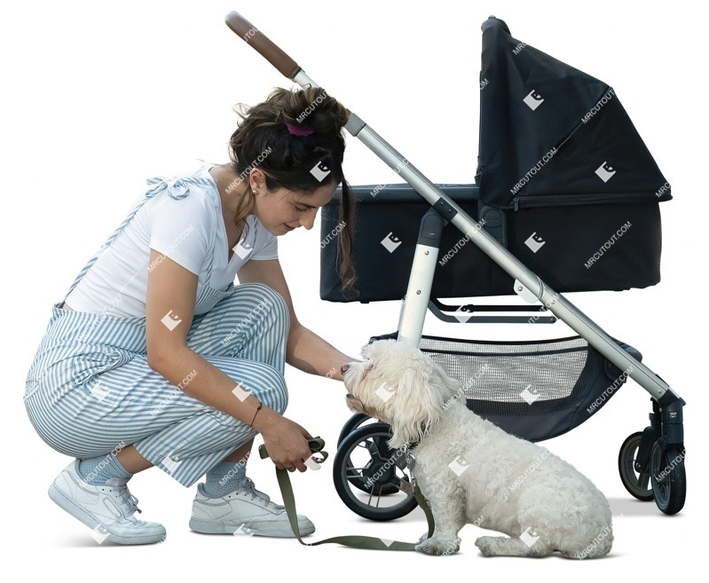 Family with a stroller walking the dog people png (12152)