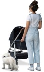 Family with a stroller walking the dog people png (12151) - miniature