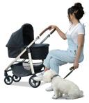 Family with a stroller walking the dog  (12149) - miniature