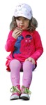 Girl eating seated cut out pictures (7881) - miniature