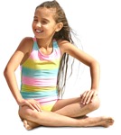 Girl in a swimsuit sitting  (14056) - miniature