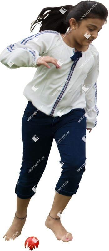 Girl playing people cutouts (6949)