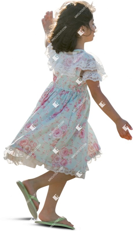 Girl playing people cutouts (6773)