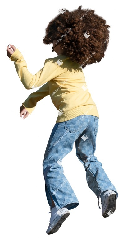 Girl playing people cutouts (19945)