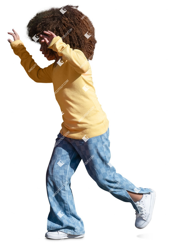 Girl playing people cutouts (20201)