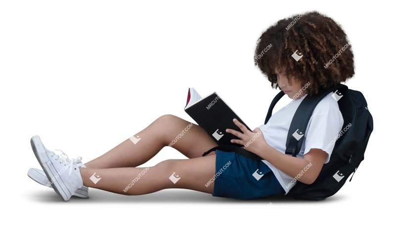 Girl reading a book human png (17603)