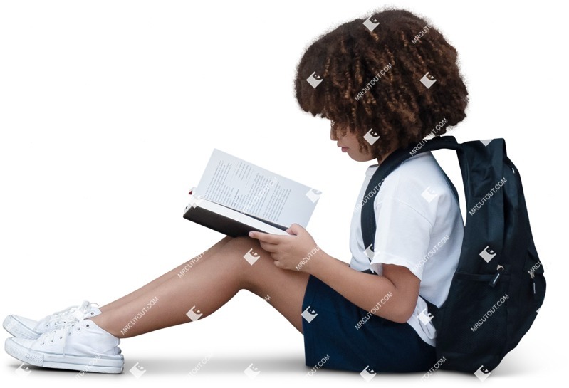 Girl reading a book human png (19403)