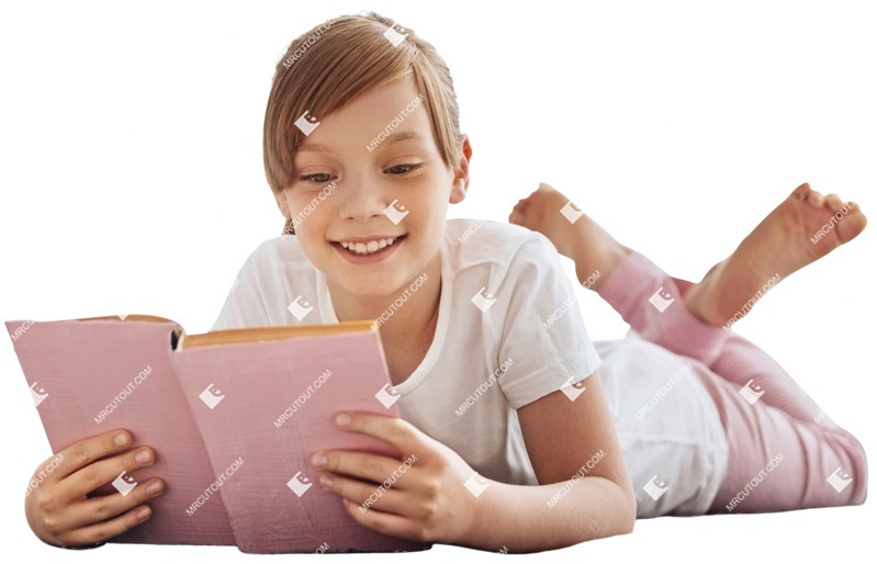 Girl reading a book learning cut out people (5727)