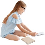 Girl reading a book writing  (4343) - miniature