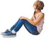 Girl sitting people png (5671) - miniature