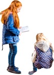 Girl standing and sitting people png (6624) - miniature