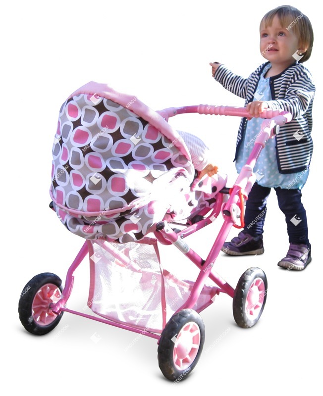 Girl with a stroller standing human png (1541)