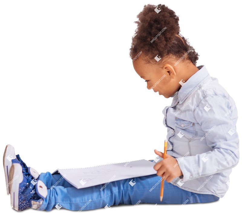 Girl writing people cutouts (4429)