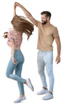 A casual dressed young couple dancing - person png - miniature