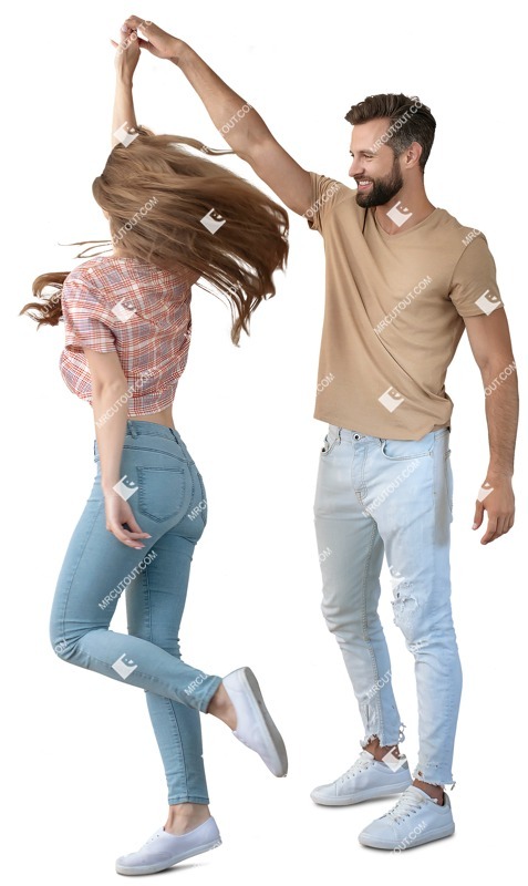 A casual dressed young couple dancing - person png