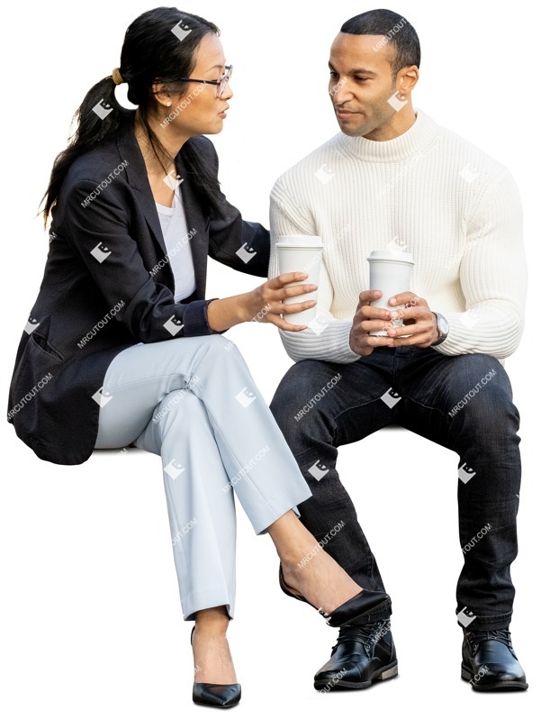 Group drinking coffee human png (12681)