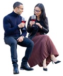 Group drinking wine cut out pictures (11083) - miniature