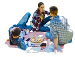 Group eating seated cut out pictures (5782) - miniature