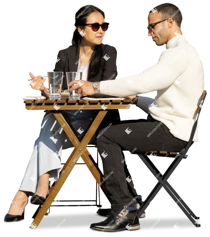 Group eating seated people png (12051)