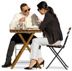 Group eating seated people png (11410) - miniature