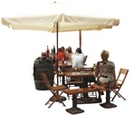 Group eating seated cut out people (676) - miniature