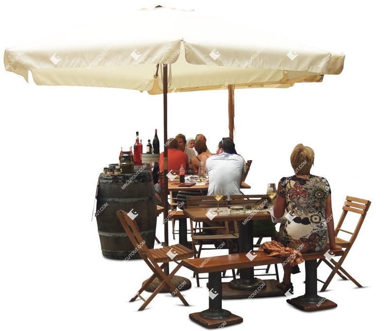 Group eating seated cut out people (818)