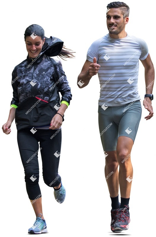 Woman and man jogging in sports clothes - people png