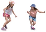 Two little girls playing tag on a nice summer day - People PNG - miniature