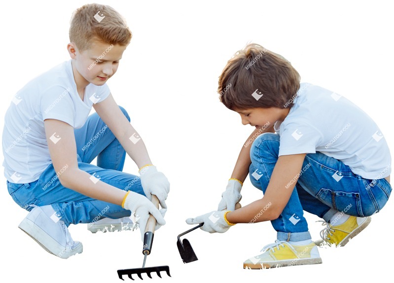 Group of children gardening cut out pictures (4121)