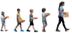 Group of children gardening  (20260) - miniature