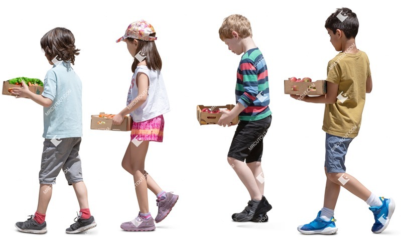 Group of children gardening people png (19661)